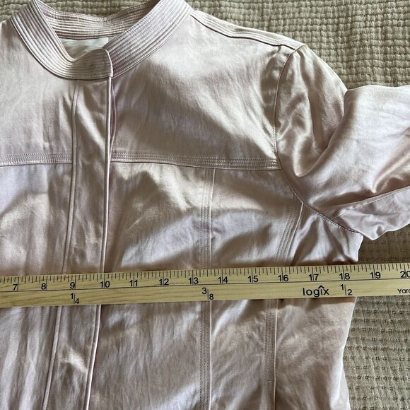 Sigrid Olsen Women Jacket Size 8 Pink Silk Button Snaps Barbie Beach Vacation - Picture 10 of 15